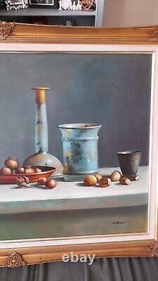 Large Oil painting, Framed, Picture, Still Life, Nuts, Wall Hanging, Signed Choi