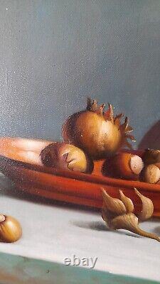 Large Oil painting, Framed, Picture, Still Life, Nuts, Wall Hanging, Signed Choi