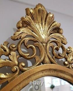 Large Ornate Vintage Gilt Gold Oval Wall Mirror Height 94.5cms Width 59.5cms