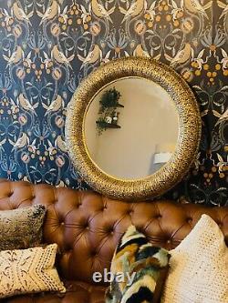 Large Premier Gold Patterned Round Hanging Wall Mirror