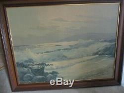 Large Robert Wood Golden Surf Ocean Painting Turner wall Accessory art