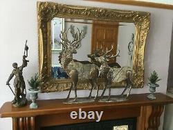 Large Rococo Wall Mantle Mirror in Rich Gold Tone, Bevelled Glass Stunning