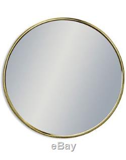 Large Round Brushed Brass Finish Frame Wall Mirror 101 cm Diameter x 2.5 cm Deep