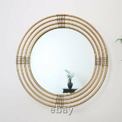 Large Round Gold Multi Framed Mirror art deco curved metallic wall glamorous