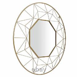 Large Round Gold Octagonal Wall Mirror 90cm Wall Hanging Ornament Home Decor