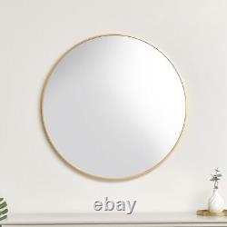 Large Round Gold Wall Mirror 80cm x 80cm thin framed minimal glamorous decor