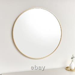 Large Round Gold Wall Mirror 80cm x 80cm thin framed minimal glamorous decor