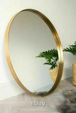 Large Round Industrial Style Aluminium Frame Wall Mirror black gold grey