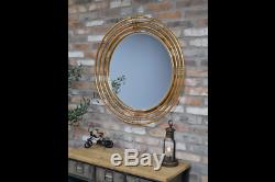 Large Round Luxury Gold Metal Wall Mirror Accent Ring Design Modern Contemporary