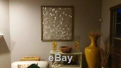 Large Shimmering Capiz Shell Light Reflecting Wall Art Panel Pine Wood Frame