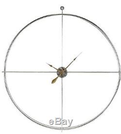 Large Silver Leaf Double Round Frame Wall Clock Gold Hands 134 cm H x 123 cm W