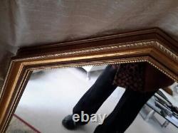 Large Unusual Shaped Over Mantle/ Wall Mirror In Golden Frame Size 39 By 27
