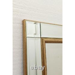 Large Venetian Glass Gold Trim Frame Bevelled Rectangle Wall Mirror 107cm x 76cm