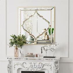 Large Venetian Wall Mirror Bling Crystal Golden Rim Silver Glass Vanity Mirror