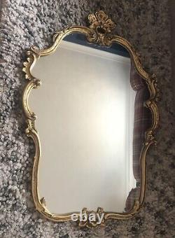 Large Vintage 1981 Decorative Ornate Wall Hanging Scrolled Gold Mirror