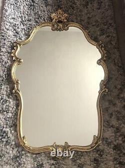 Large Vintage 1981 Decorative Ornate Wall Hanging Scrolled Gold Mirror