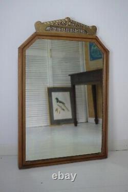 Large Vintage Antique Victorian Oak Framed Mirror Wall Bathroom Bedroom Foxed