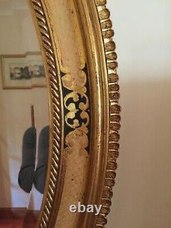 Large, Vintage Bevelled Oval Wall Mirror Ornate Wooden Frame, Gilt