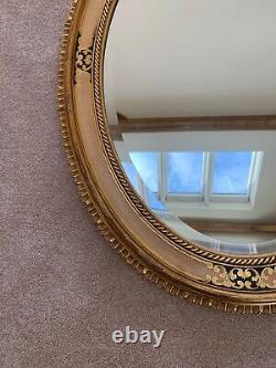 Large, Vintage Bevelled Oval Wall Mirror Ornate Wooden Frame, Gilt
