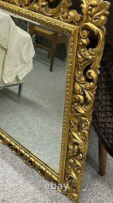 Large Vintage Carved Gilt Wood Gesso'Florentine' Framed Wall Mirror
