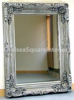 Large Vintage French Frame Carved Wall Leaner Mirror 2 Sizes Cream Silver Gold