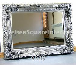 Large Vintage French Frame Carved Wall Leaner Mirror 2 Sizes Cream Silver Gold