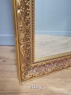 Large Vintage Gold Framed Gilt Style Ornate Bevel Edge Mantle Wall Mirror