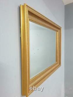 Large Vintage Mantle Wall Mirror Ornate Gold Framed Bevel Edge Distressed Glass