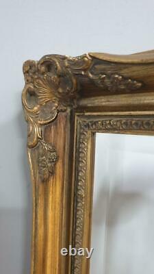 Large Vintage Ornate Gold Framed Bevel Edge Mantle Wall Mirror