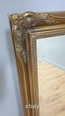 Large Vintage Ornate Gold Framed Bevel Edge Mantle Wall Mirror