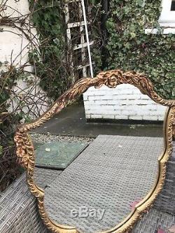 Large Vintage Ornate Gold Framed Wall Mirror Lovely Oval Gold Portrait Mirror