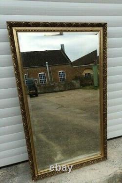 Large Vintage Ornately Gold Gilt Framed Rectangular Bevelled Mirror