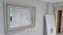 Large Vintage Silver Gold Ornate Leaner Wall Hanging Mirror Deep frame, Bedroom