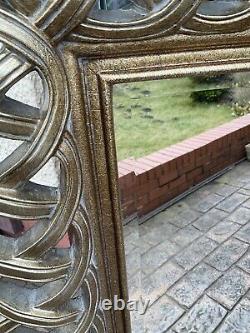 Large Wall Mirror, R V Astley, cross Stitched Frame, distressed Gold
