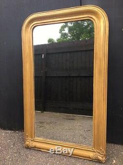 Large Wall Old French Mirror In Gilded Antique Frame