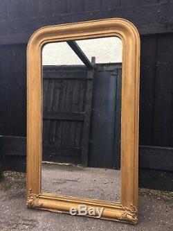 Large Wall Old French Mirror In Gilded Antique Frame