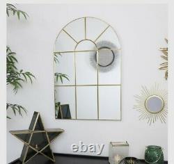 Large Window Arch Gold Mirror Wall Luxury Metal Frame Home Decor Hallway