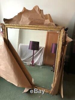 Large Wooden Framed Vintage Gold Overmantle Wall Fire Place Mirror