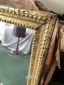 Large Wooden Framed Vintage Gold Overmantle Wall Fire Place Mirror