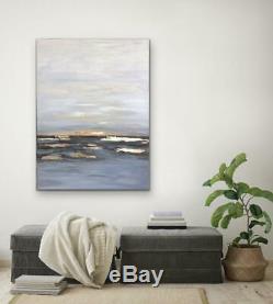Large abstract sea painting 47 gold leaf blue grey gray original wall art