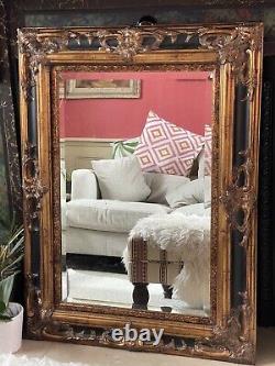 Large bevelled edge reproduction vintage framed mirror
