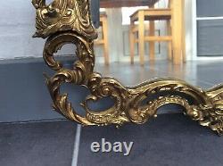 Large vintage wall mirror gold frame French Chateau Baroque style ornate heavy
