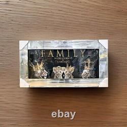 Lion Family Picture 3D Liquid Art King Queen Cub Mirror Frame Wall Hung 85x45 cm