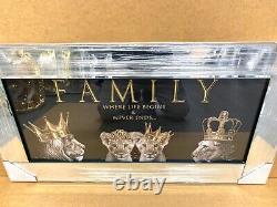 Lion Family Picture 3D Liquid Art King Queen Cub Mirror Frame Wall Hung 85x45 cm