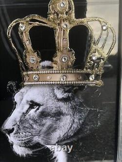 Lion Family Picture Liquid Art Mirror Frame King Queen And Prince 85x45cm