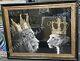 Lion king & lioness queen with liquid art, 2 tone gold & black frame picture