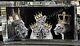 Lion king, queen, 3 prince cubs with gold crowns liquid art & mirror décor picture