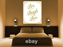 Live Laugh Love Glittery Faux Gold Quote Canvas Wall Art Picture Print