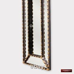 Long Narrow wall mirror 35.8H, Gold Wood Framed Wall Accent Mirror from Peru