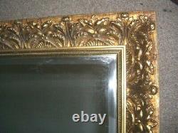 Long Vintage Retro Gold Gilt Ornate Framed Deep Bevelled Wall Mirror 42 x 18